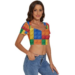 Short Sleeve Square Neckline Crop Top  