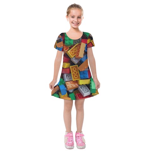 Lego, Toy Block, Colorfulness, Kids Kids  Short Sleeve Velvet Dress from ArtsNow.com