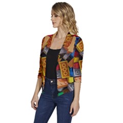 Women s Draped Front 3/4 Sleeve Shawl Collar Jacket 