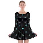 Noice, Dark, Gamer, Games, Gaming, Logo Long Sleeve Skater Dress