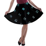 Noice, Dark, Gamer, Games, Gaming, Logo A-line Skater Skirt