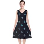 Noice, Dark, Gamer, Games, Gaming, Logo V-Neck Midi Sleeveless Dress 