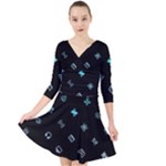 Noice, Dark, Gamer, Games, Gaming, Logo Quarter Sleeve Front Wrap Dress