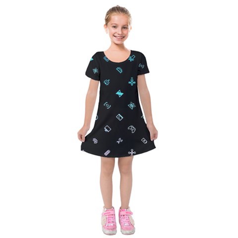 Noice, Dark, Gamer, Games, Gaming, Logo Kids  Short Sleeve Velvet Dress from ArtsNow.com