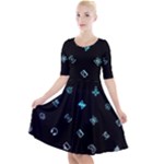 Noice, Dark, Gamer, Games, Gaming, Logo Quarter Sleeve A-Line Dress