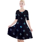 Noice, Dark, Gamer, Games, Gaming, Logo Quarter Sleeve A-Line Dress With Pockets