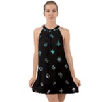 Noice, Dark, Gamer, Games, Gaming, Logo Halter Tie Back Chiffon Dress