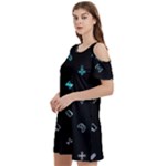 Noice, Dark, Gamer, Games, Gaming, Logo Women s Cold Shoulder Round Neck Mini Dress