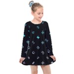 Noice, Dark, Gamer, Games, Gaming, Logo Kids  Long Sleeve Dress