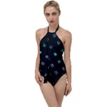 Noice, Dark, Gamer, Games, Gaming, Logo Go with the Flow One Piece Swimsuit