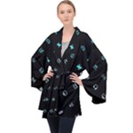 Noice, Dark, Gamer, Games, Gaming, Logo Long Sleeve Velvet Kimono 