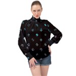 Noice, Dark, Gamer, Games, Gaming, Logo High Neck Long Sleeve Chiffon Top