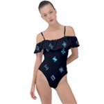 Noice, Dark, Gamer, Games, Gaming, Logo Frill Detail One Piece Swimsuit