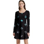 Noice, Dark, Gamer, Games, Gaming, Logo Long Sleeve Velour Skater Dress