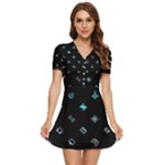 Noice, Dark, Gamer, Games, Gaming, Logo V-Neck High Waist Chiffon Mini Dress