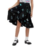 Noice, Dark, Gamer, Games, Gaming, Logo Kids  Ruffle Flared Wrap Midi Skirt