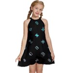 Noice, Dark, Gamer, Games, Gaming, Logo Kids  Halter Collar Waist Tie Chiffon Dress