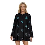 Noice, Dark, Gamer, Games, Gaming, Logo Round Neck Long Sleeve Bohemian Style Chiffon Mini Dress