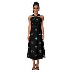 Sleeveless Cross Front Cocktail Midi Chiffon Dress 