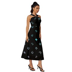 Sleeveless Cross Front Cocktail Midi Chiffon Dress 