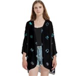 Noice, Dark, Gamer, Games, Gaming, Logo Open Front 3/4 Sleeve Batwing Chiffon Cardigan Kimono