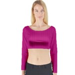 Purple Lego Texture Macro, Purple Dots Background Long Sleeve Crop Top