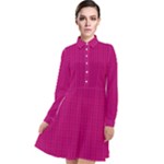 Purple Lego Texture Macro, Purple Dots Background Long Sleeve Chiffon Shirt Dress