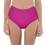 Purple Lego Texture Macro, Purple Dots Background Reversible High-Waist Bikini Bottoms