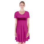 Purple Lego Texture Macro, Purple Dots Background Short Sleeve V-neck Flare Dress