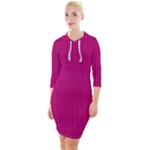 Purple Lego Texture Macro, Purple Dots Background Quarter Sleeve Hood Bodycon Dress