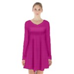 Purple Lego Texture Macro, Purple Dots Background Long Sleeve Velvet V-neck Dress