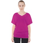 Purple Lego Texture Macro, Purple Dots Background V-Neck Dolman Drape Top