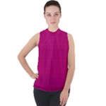 Purple Lego Texture Macro, Purple Dots Background Mock Neck Chiffon Sleeveless Top