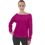 Purple Lego Texture Macro, Purple Dots Background Off Shoulder Long Sleeve Velour Top