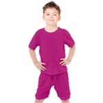 Purple Lego Texture Macro, Purple Dots Background Kids  T-Shirt and Shorts Set