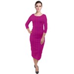 Purple Lego Texture Macro, Purple Dots Background Quarter Sleeve Midi Velour Bodycon Dress