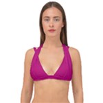 Purple Lego Texture Macro, Purple Dots Background Double Strap Halter Bikini Top