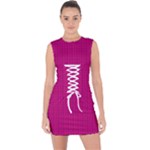 Purple Lego Texture Macro, Purple Dots Background Lace Up Front Bodycon Dress