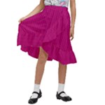 Purple Lego Texture Macro, Purple Dots Background Kids  Ruffle Flared Wrap Midi Skirt