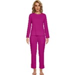 Purple Lego Texture Macro, Purple Dots Background Womens  Long Sleeve Lightweight Pajamas Set