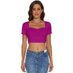 Purple Lego Texture Macro, Purple Dots Background Short Sleeve Square Neckline Crop Top 