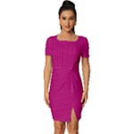 Purple Lego Texture Macro, Purple Dots Background Fitted Knot Split End Bodycon Dress