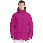 Purple Lego Texture Macro, Purple Dots Background Men s Multi Pockets Zip Ski and Snowboard Waterproof Breathable Jacket