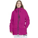 Purple Lego Texture Macro, Purple Dots Background Women s Multi Pockets Zip Ski and Snowboard Waterproof Breathable Jacket