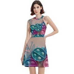 Cocktail Party Halter Sleeveless Dress With Pockets 