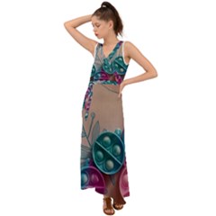 V-Neck Chiffon Maxi Dress 