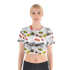 Pattern Seamless Texture Cartoon Cotton Crop Top from ArtsNow.com