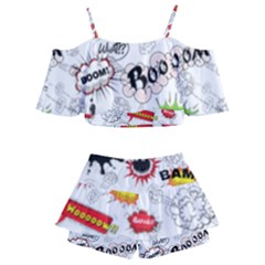 Kids  Off Shoulder Skirt Bikini 