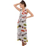 Pattern Seamless Texture Cartoon V-Neck Chiffon Maxi Dress