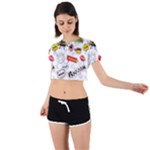 Pattern Seamless Texture Cartoon Tie Back Short Sleeve Crop T-Shirt